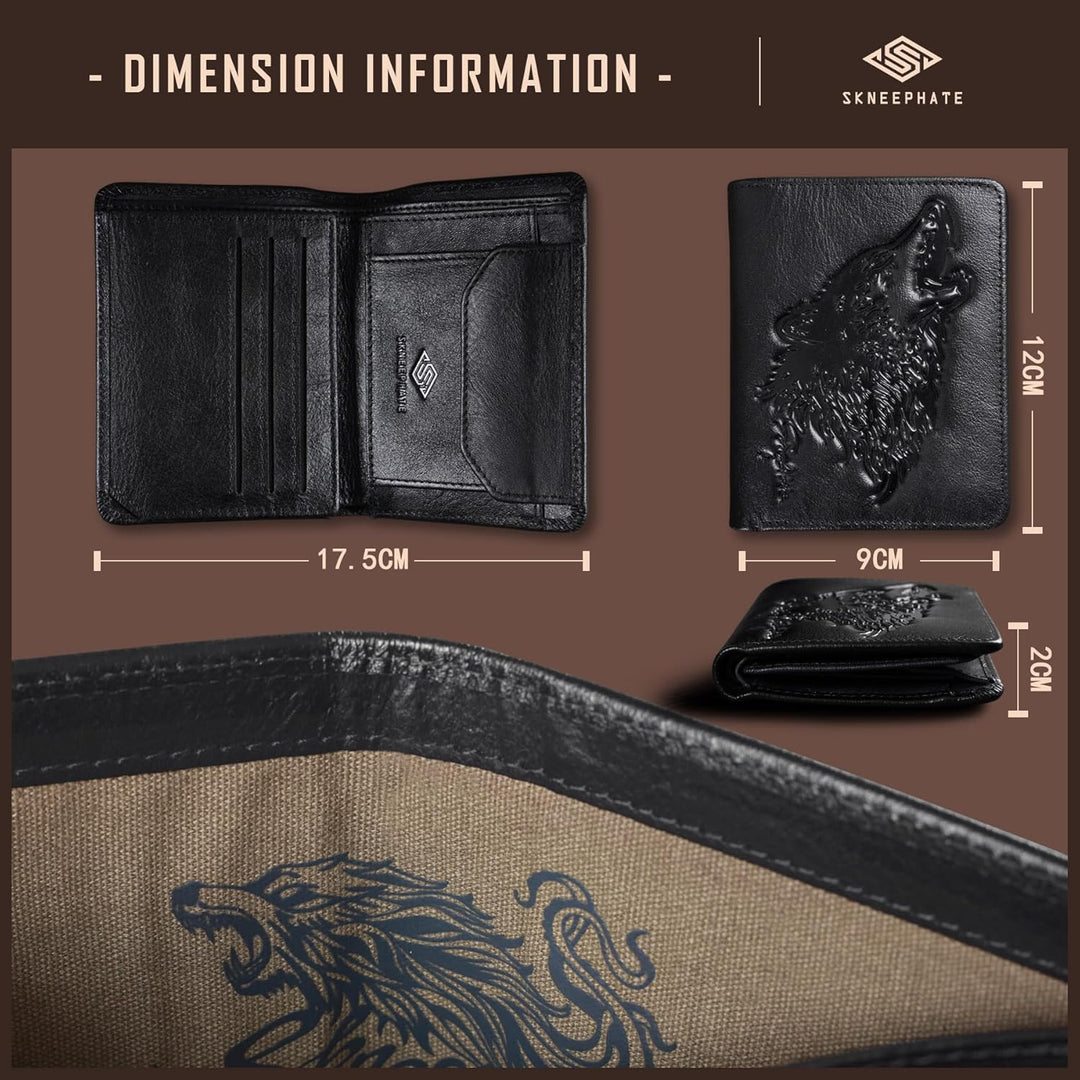 Wolf Geldbörse Herren Mit Münzfach,Portemonnaie Herren Leder,Portmonee RFID Schutz,Geschenk-Ideen Br