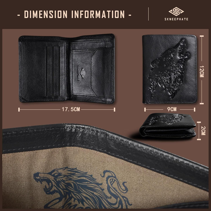 Wolf Geldbörse Herren Mit Münzfach,Portemonnaie Herren Leder,Portmonee RFID Schutz,Geschenk-Ideen Br