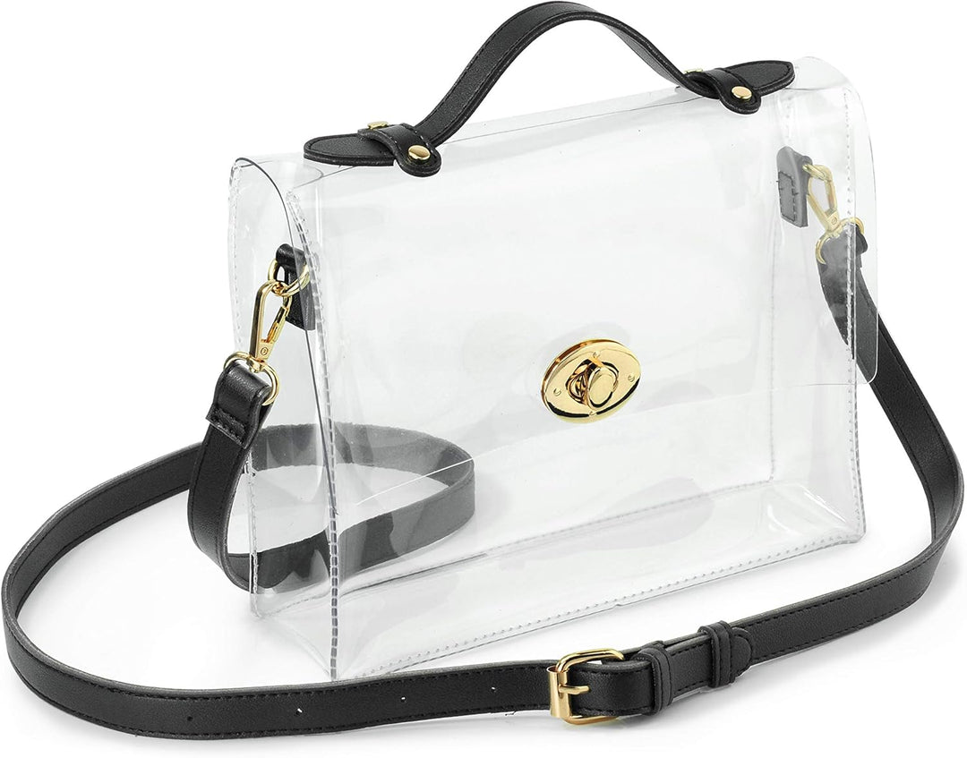 Hoxis Classic Turnlock Crossbody Kuriertasche Schwarz, Schwarz