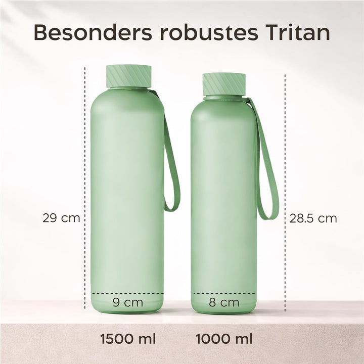 Twinzee Trinkflasche 1L Kohlensäure Geeignet & Auslaufsicher - Wasserflaschen Für Sport, Schule & Bü