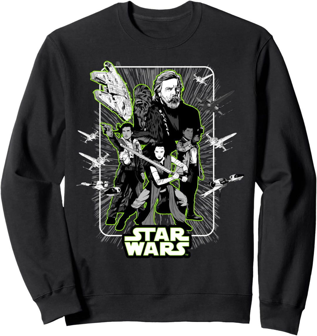 Star Wars Last Jedi Luke Rey Finn Poe Neon Green Sweatshirt