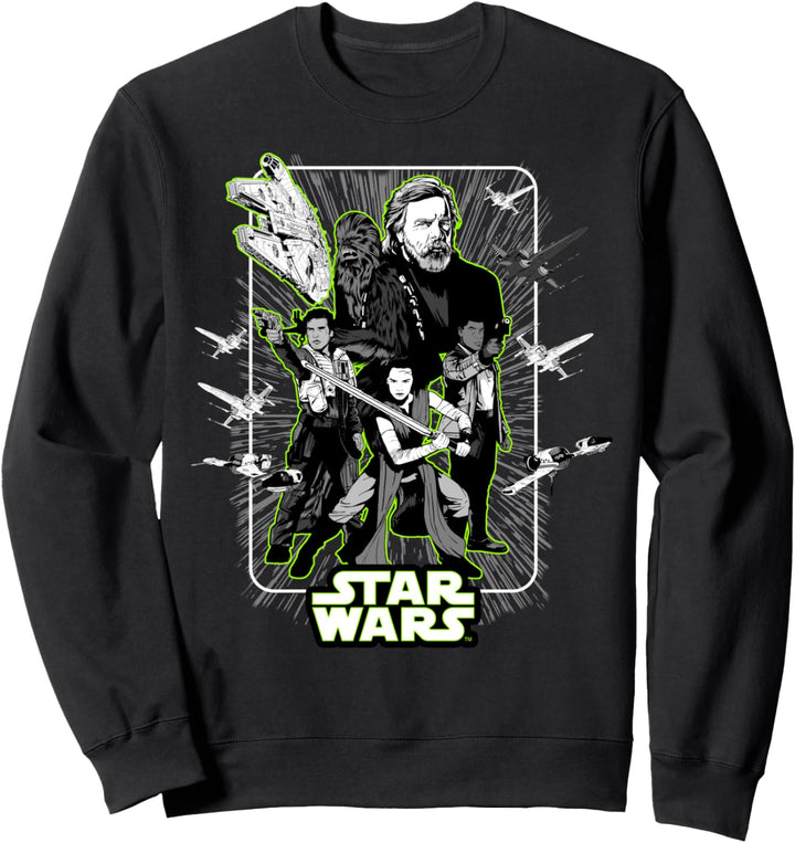 Star Wars Last Jedi Luke Rey Finn Poe Neon Green Sweatshirt