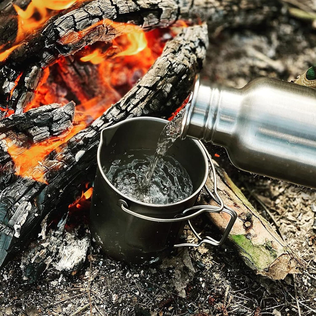 Bestargot Camping Titanium Topf Becher Tasse Outdoor,750ml max French Press Titan Campinggeschirr Ka