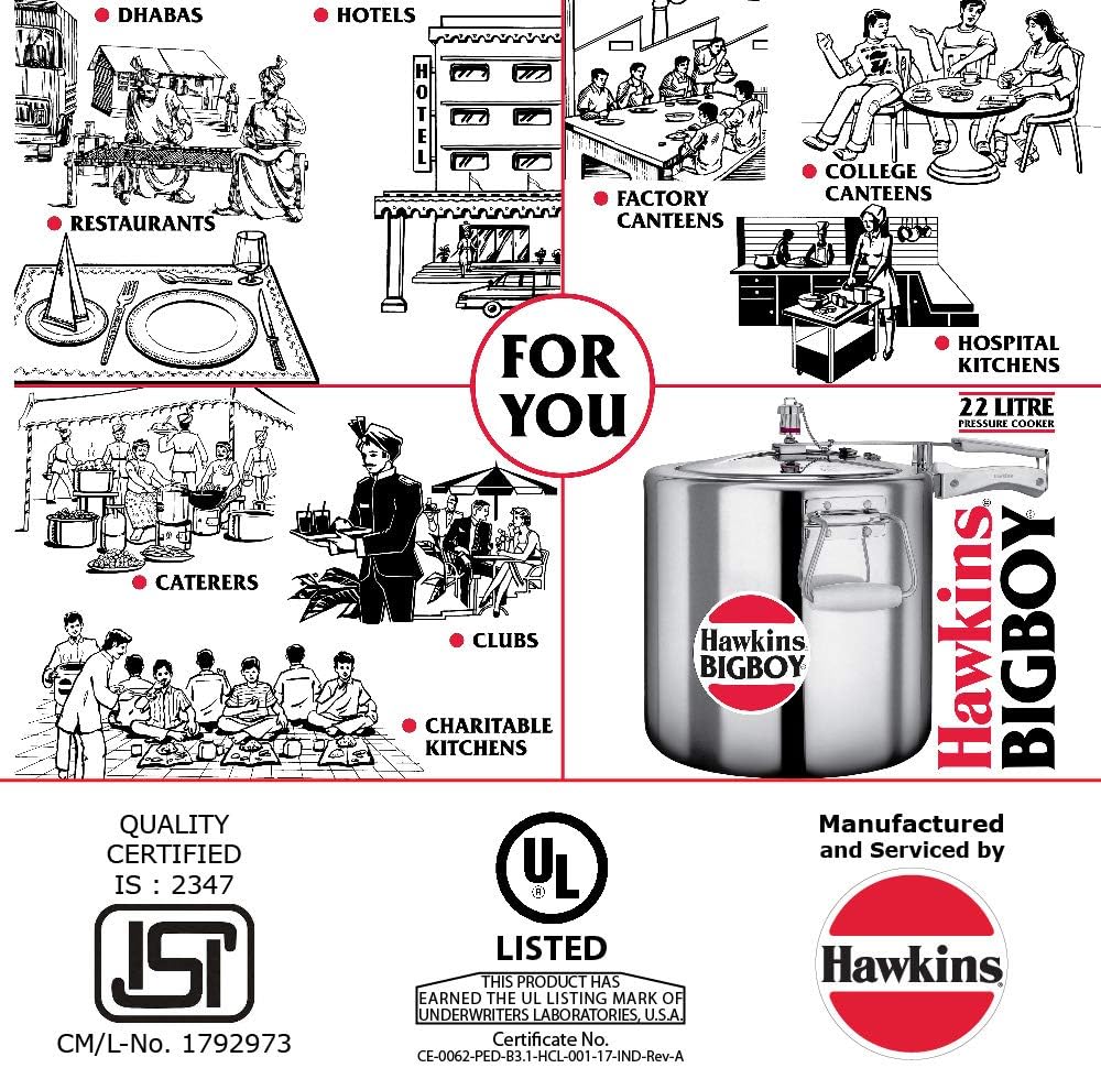 Hawkings Bigboy Schnellkochtopf aus Aluminium 22 Litre, 22 Litre