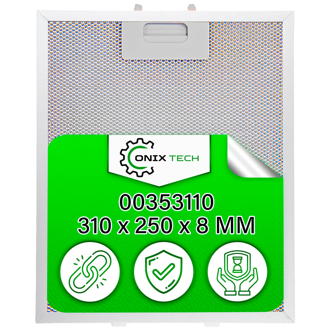 Aluminium Dunstabzugshaube Filter 310 x 250 x 8 mm mit dem Originalcode 00353110 353110 für Bosch fü