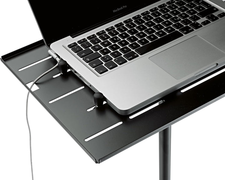 K&M 12185 Laptop-Ständer Schwarz, Stahl - Notebook-Ablage - Dreifuss und Platte klappbar - für Bühne