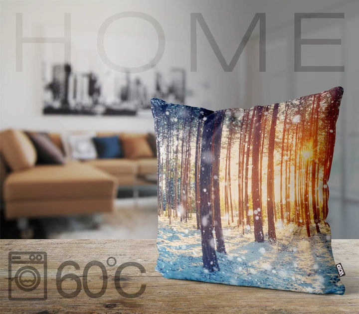 VOID Winterwald Schnee Kissenbezug Kissenhülle Sofakissen Kissen Deko Weihnachten Winter Weihnachtsd