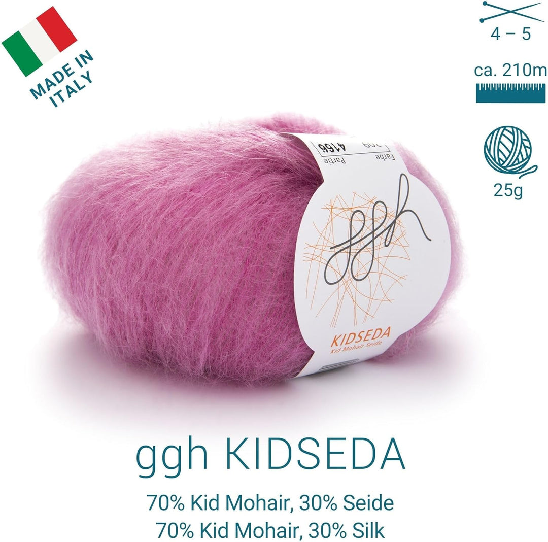 ggh Kidseda Box - 6 Knäuel - Mohairwolle mit Seide zum Stricken - Farbe 209 - Rosameliert, 209 - Ros