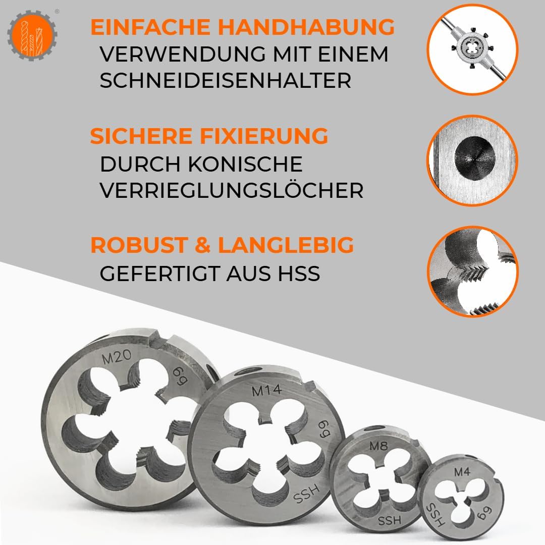 HSS Schneideisen Aussengewindeschneider metrisches Regelgewinde M24 M 24 x 3,00, M 24 x 3,00