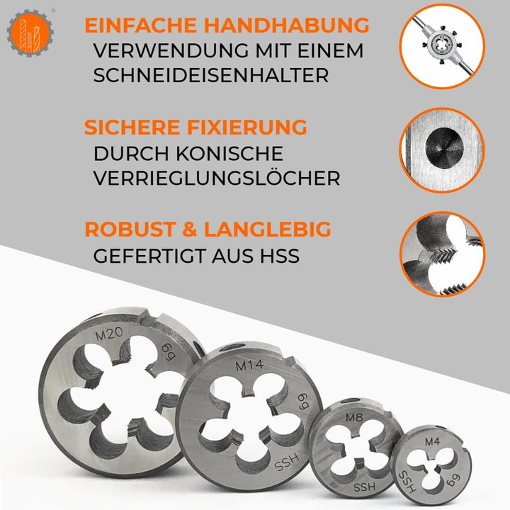 HSS Schneideisen Aussengewindeschneider metrisches Regelgewinde M24 M 24 x 3,00, M 24 x 3,00