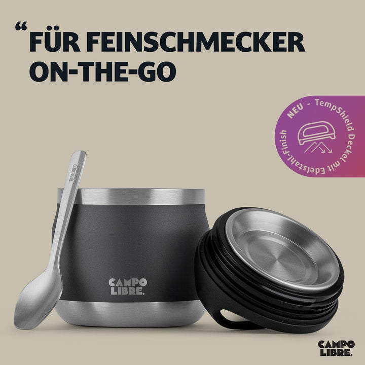 Campo Libre.® Lotta, Thermobehälter für Essen, Edelstahl Thermobecher Essen mit Löffel, Warmhaltebeh