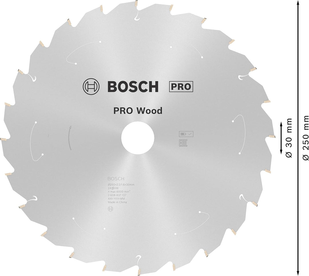 Bosch Professional 1x Kreissägeblatt Standard for Wood (Holz, Sägeblatt Ø 250 x 30 x 2,2 mm, 24 Zähn