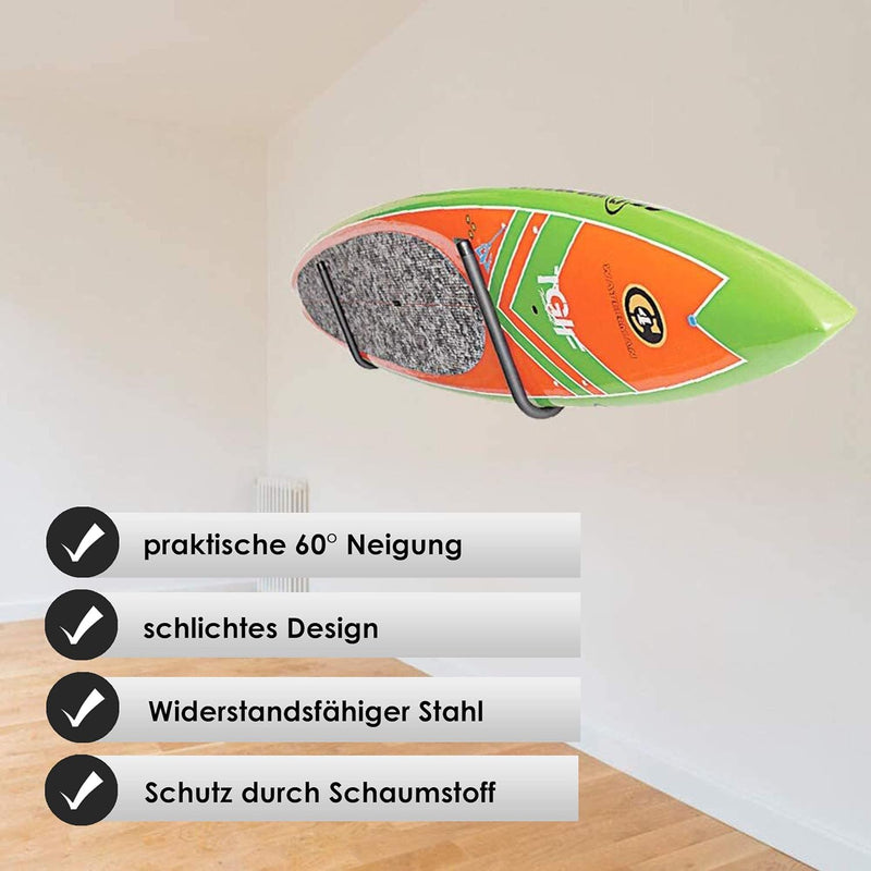 4boarder® BOARDy 60° Wand-Halterung für SUP | Stand up Paddleboard | Surfboard | Longboard | Wellenr