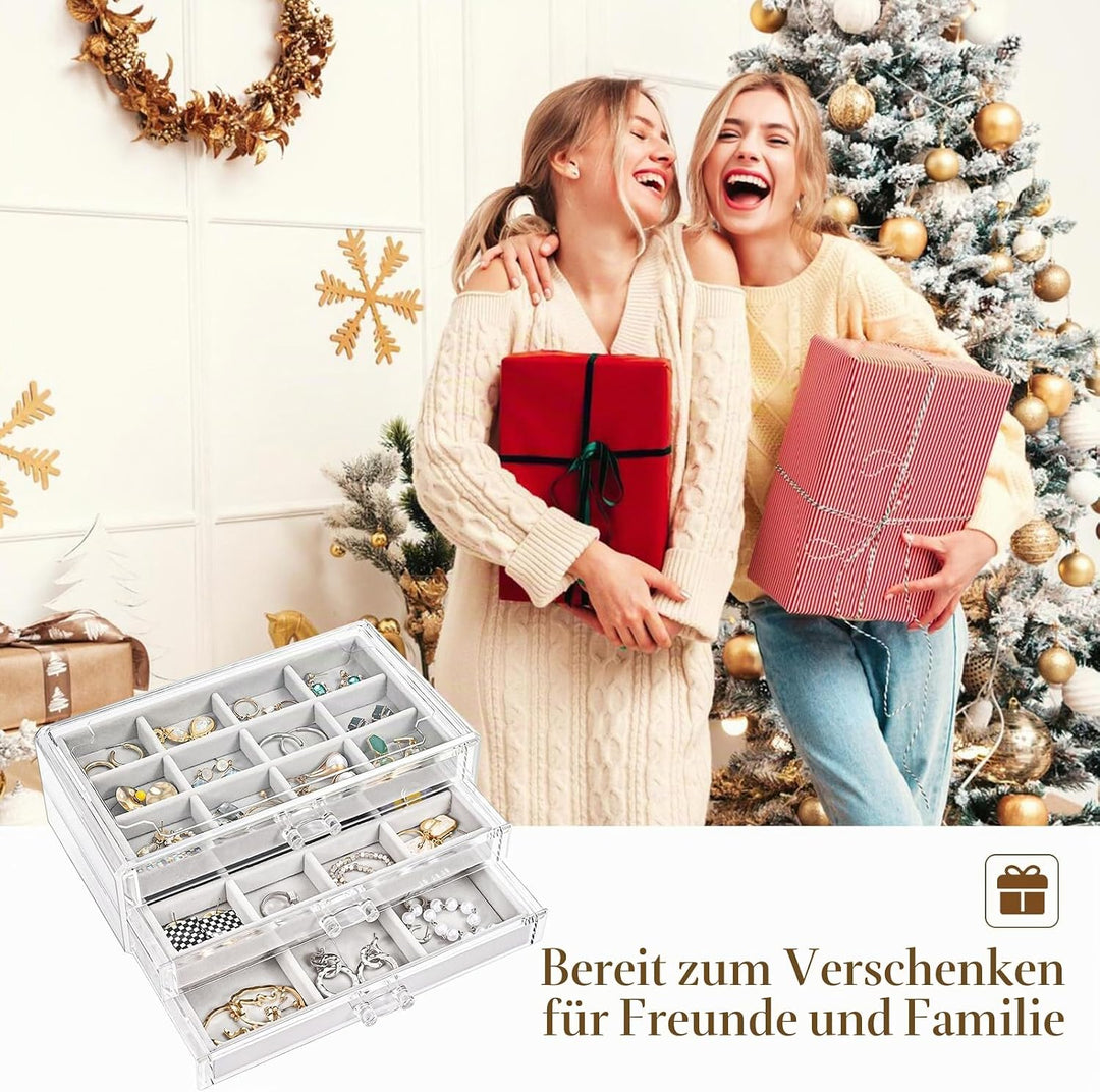 ProCase Acryl Schmuck Organizer Schmuckschatulle für Damen Durchsichtige Schmuckaufbewahrung Schmuck