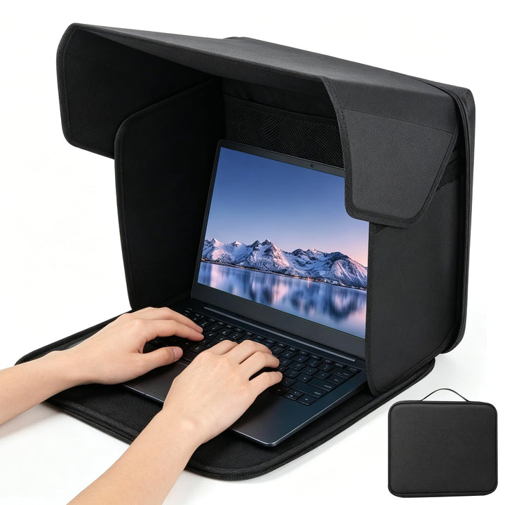 DASIAUTOEM Universal Laptop Sonnenschutz, Klappbare 2-in-1 Laptoptasche, Sonnenschutz Blendschutz UV
