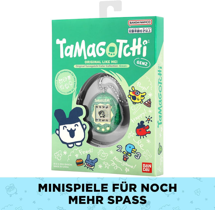 Bandai - Original Tamagotchi Color Collection Green - Elektronisches virtuelles Haustier mit Farbdis