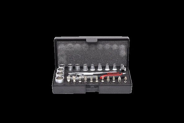 KS Tools 917.0626 1/4 Zoll Steckschlüssel-Satz | inklusive Umschaltknarre, 72-Zahn | matt satiniert