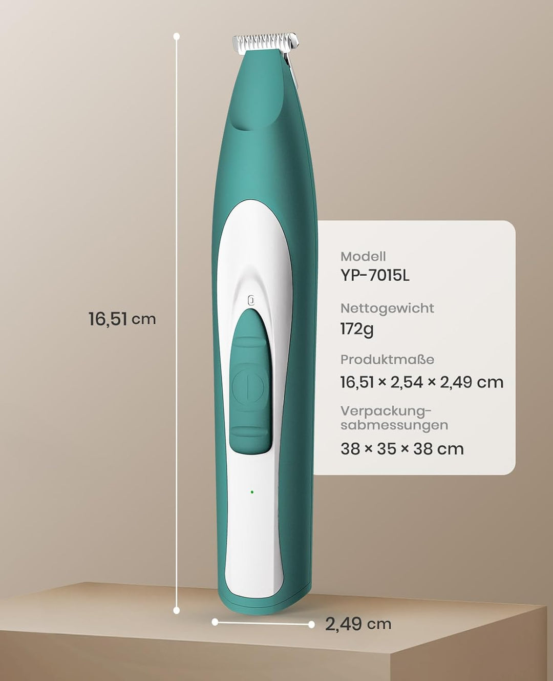 oneisall Pfotentrimmer für Hunde extra leise, Kabeloser Hundepfoten Trimmer mit LED-Licht, Wiederauf