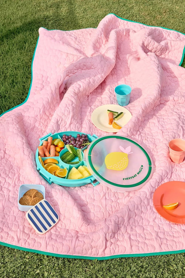 Rice Serviertablett rund Ø 32 cm mit Deckel & Tragegriff – Snack- & Partyplatte mit Fächern, BPA-fre