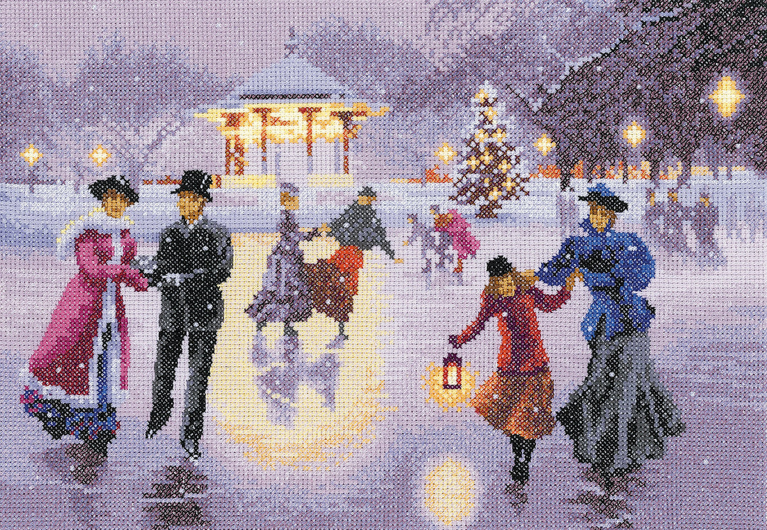 Heritage Kreuzstich Set Aida "Weihnachts-Skater", Zählmuster, JCXS1418-A, 31x22cm