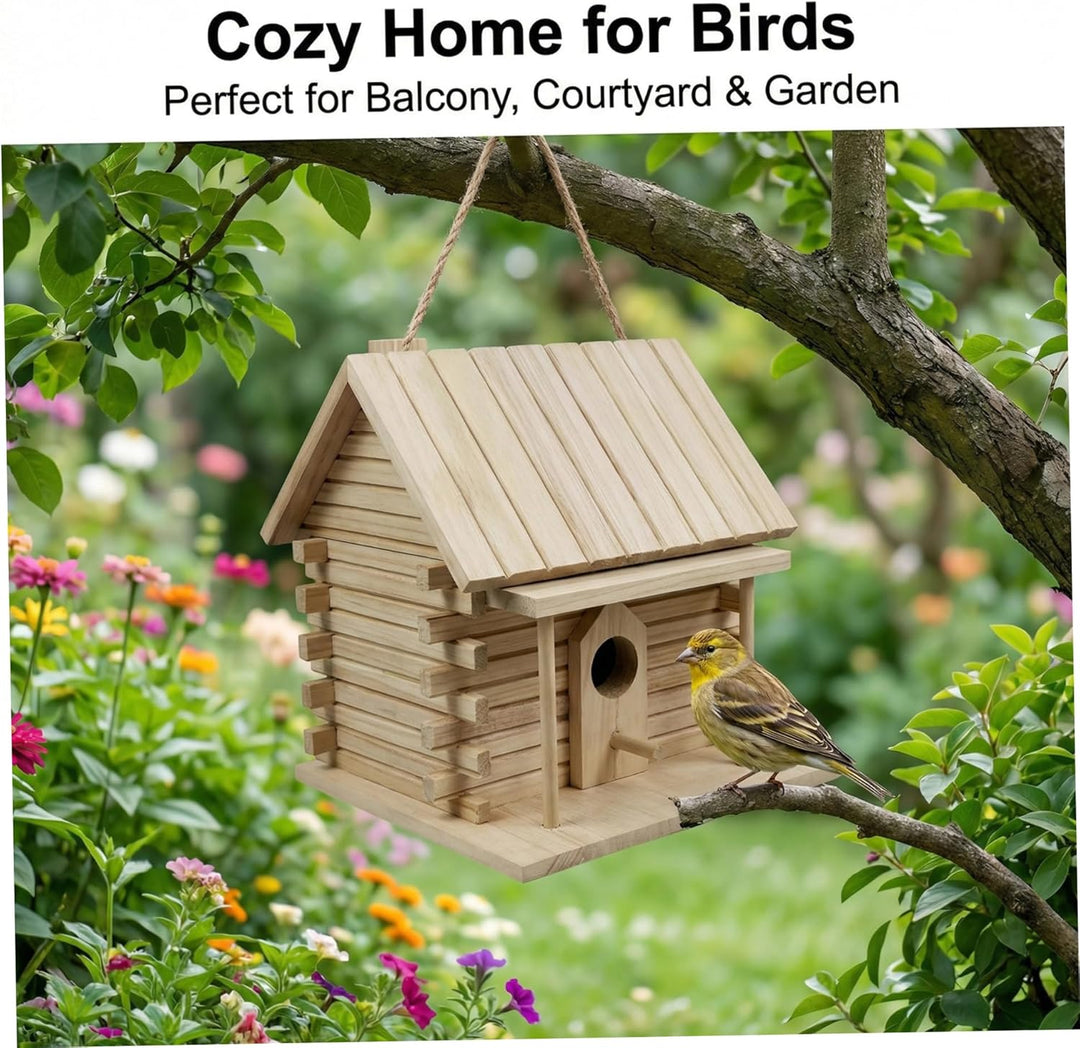 Vogelhäuschen für den Aussenbereich – Rustikales hängendes Vogelhaus aus Holz, natürliche Gartendeko
