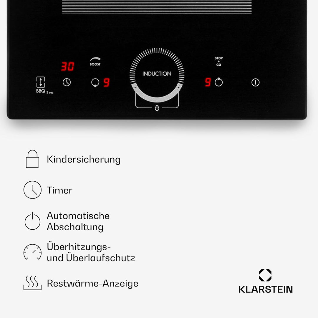 Klarstein Delicatessa Slim Domino Induktionskochfeld - autarke 2 Zonen Herdplatte Induktion, Indukti