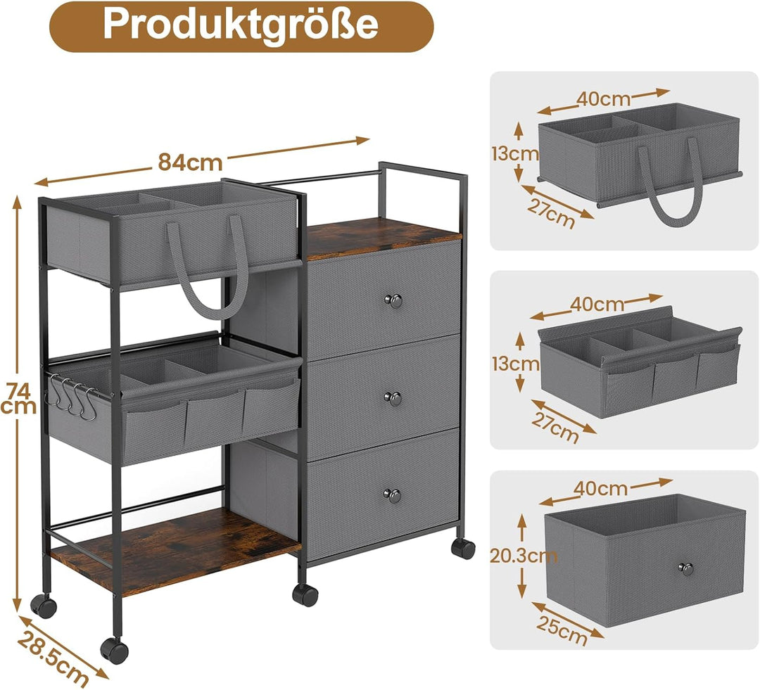 danpinera wickeltisch Organizer, wickelkommode Organizer mit Trennwänden, 3 Schubladen, Wickeltisch
