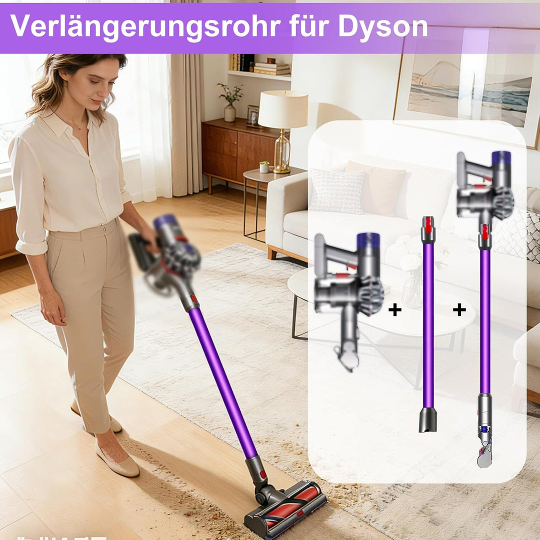 72cm Verlängerungsrohr +Weisser Gänsekopfpinsel,Kompatibel mit Dyson V7 V8 V10 V11 V15, Schnellwechs