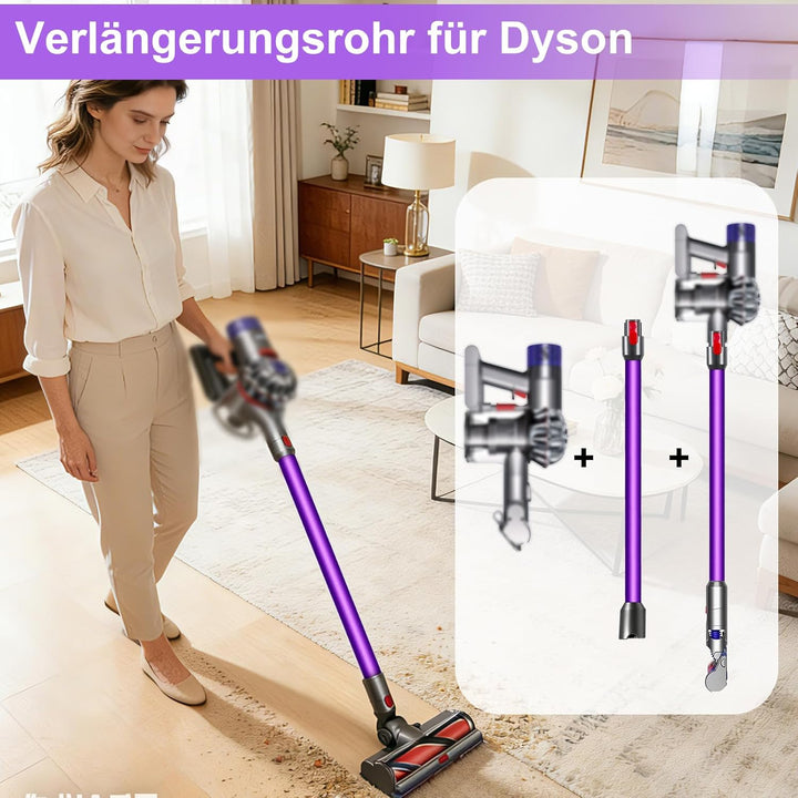 72cm Verlängerungsrohr +Weisser Gänsekopfpinsel,Kompatibel mit Dyson V7 V8 V10 V11 V15, Schnellwechs