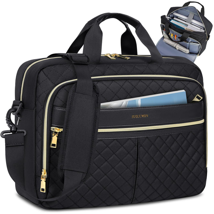 IGOLUMON Laptoptasche Damen 17,3 Zoll Aktentasche Wasserdichte Laptop Notebook Tasche Arbeitstasche
