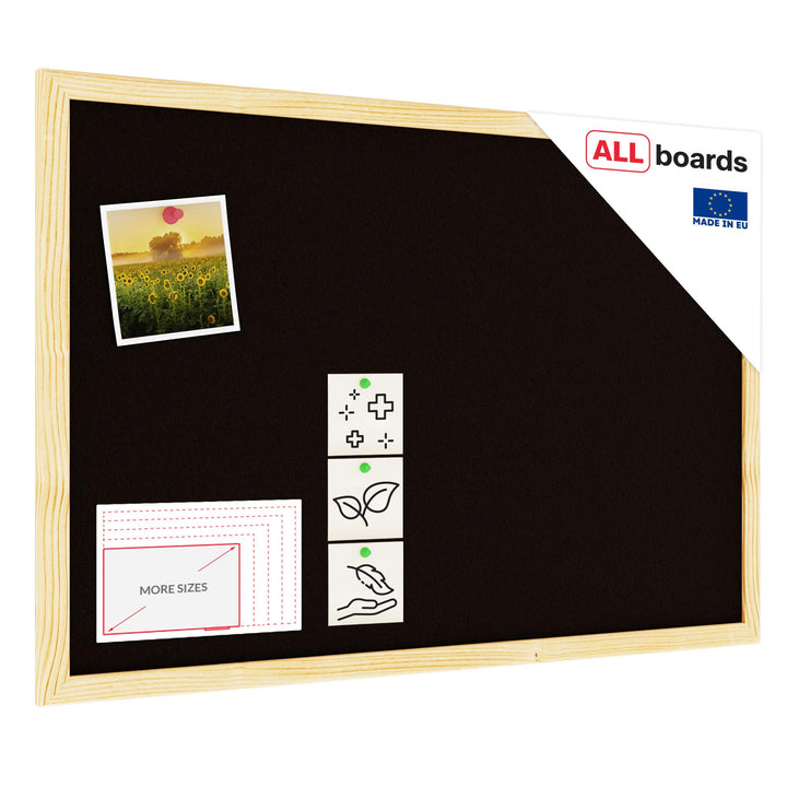 ALLboards Schwarz Pinnwand mit Holz Rahmen 60x40cm Korktafel Korkwand Pinnwand Kork Farbiger Kork 60