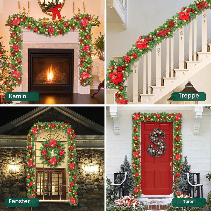 Weihnachtsgirlande mit Beleuchtung, 270CM Girlande Weihnachten weihnachtsdeko tannengirlande Künstli