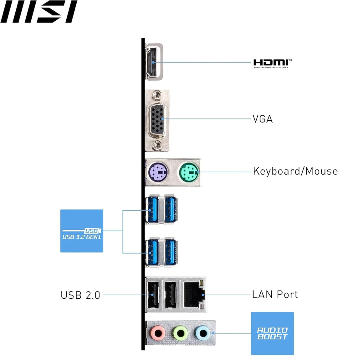 MSI PRO A620M-E Mainboard Micro-ATX - Unterstützt AMD Ryzen 7000 Series Prozessoren, AM5 - DDR5 Memo