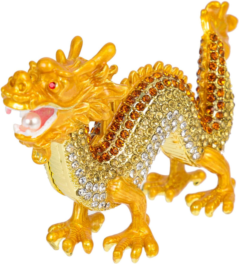 HOMSFOU Skulptur Goldenen Drachen Strass Figuren Strass Drachen Statue Tisch Drachen mit Drachen Sku