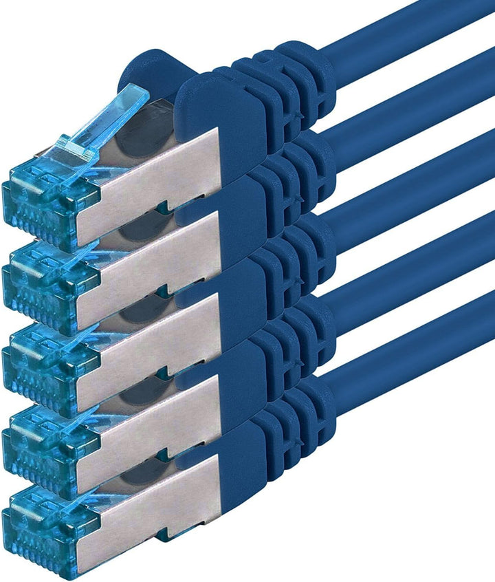1aTTack.de 7,5m - CAT6a - Netzwerkkabel blau - 5 Stück CAT 6 A Patchkabel 10000 Mbit s SFTP PIMF 500