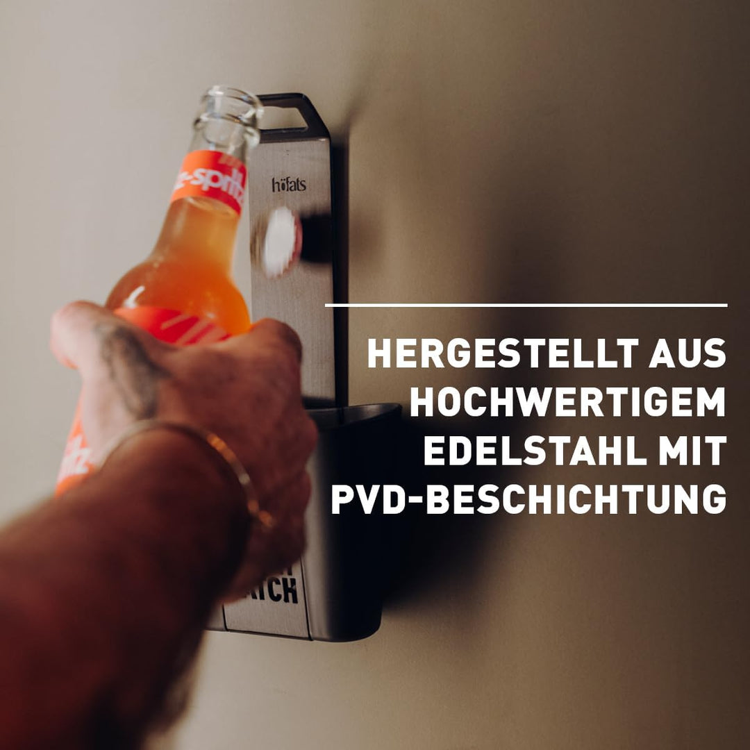 höfats- Johnny Catch Cup SCHWARZ - Edelstahl Flaschenöffner mit Auffangbehälter - fängt bis zu 60 Kr
