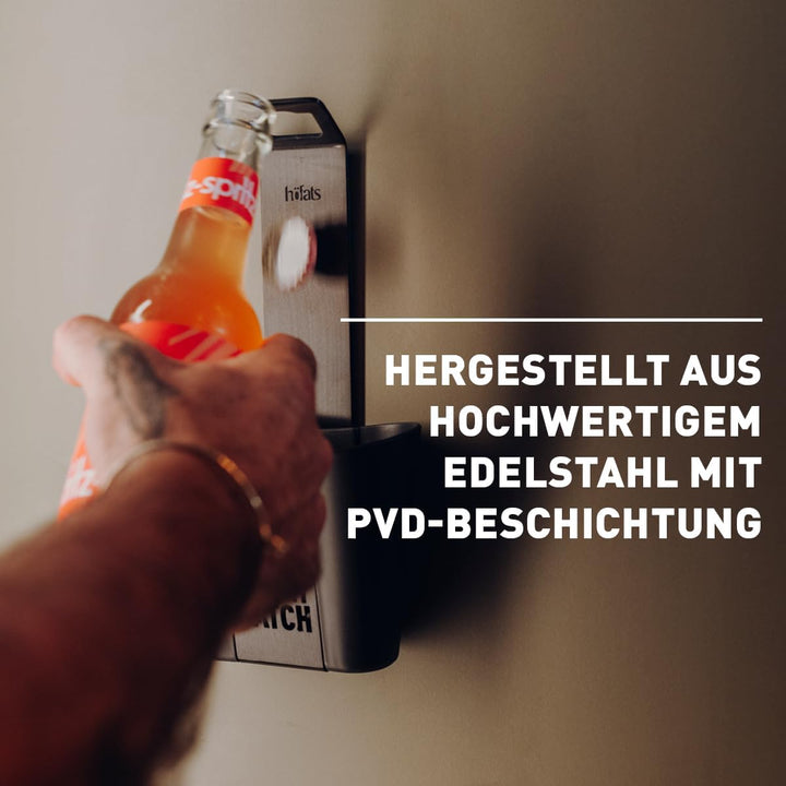 höfats- Johnny Catch Cup SCHWARZ - Edelstahl Flaschenöffner mit Auffangbehälter - fängt bis zu 60 Kr