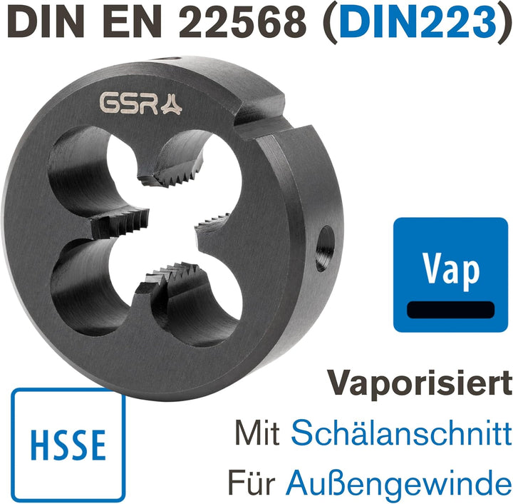 PROFI Schneideisen Metrisch M12, HSSE-VAP für Edelstahl VA, Aussengewinde, DIN 22568, Gewindeschneid