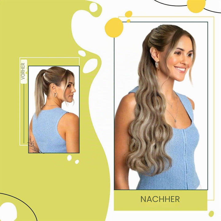 RUNATURE Echthaar Zopf Echte Haare Ponytail Extensions Echthaar Haar Pferdeschwanz Extensions Echtha