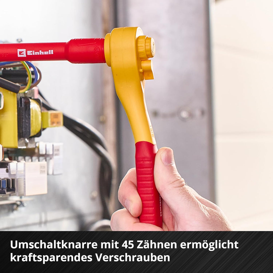 Original Einhell VDE Werkzeugkoffer Elektriker-Werkzeuge E-Case 24-tlg. (IEC 60900 geprüft, Zangen-S