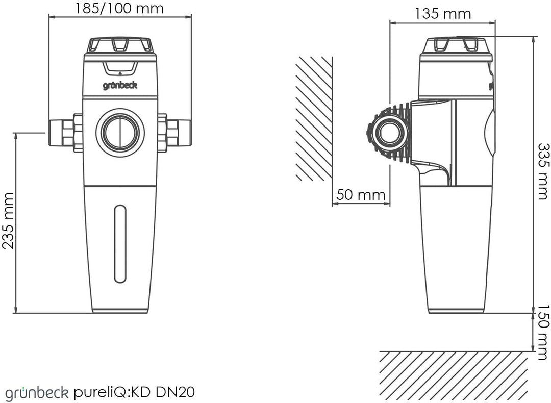 Grünbeck Feinfilter pureliQ:KD20 (Filtration von Trinkwasser, schützt Wasserleitungen; DN 20; 100 µm