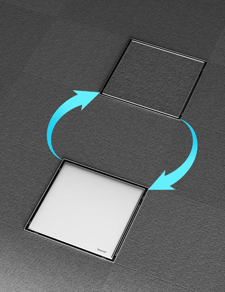 Neodrain Bodenablauf Dusche Edelstahl Duschrinne Quadratisch 20 x 20 cm mit 360° Siphon, Geruchsvers