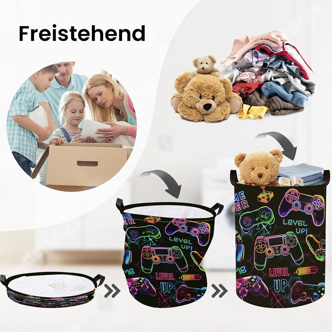 Gaming Gross Wäschekorb Spielekonsolen-Controller Stoff Aufbewahrungskorb Kleidung Spielzeug Aufbewa