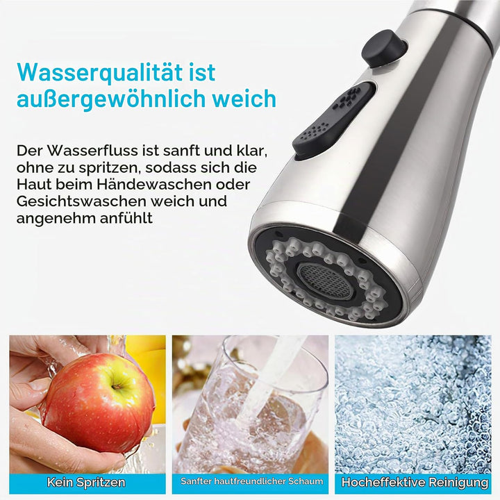 Wasserhahn Küche Ausziehbar, Hochdruck Küchenarmatur Ausziehbare Waschtischbatterie Zwei Sprühfunkti