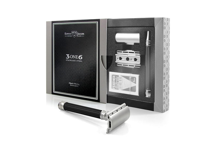 Edwin Jagger 3ONE6 Edelstahl-Schwarz-DE-Sicherheitsrasierer, Schwarz
