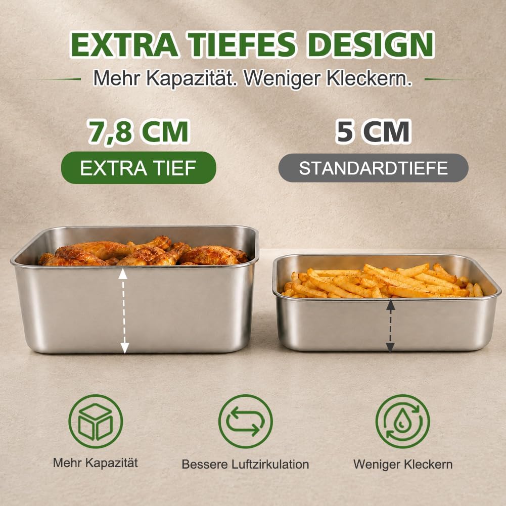 YQL Airfryer Zubehör für Ninja/COSORI Dual, Edelstahlformen mit 7,8 cm Höhe | 304-Edelstahl & spülma