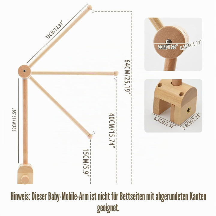 Baby Mobile Halterung Holz, Verstellbarer Mobile Halterung Wickeltisch, Abnehmbarer Mobile Krippe Ha