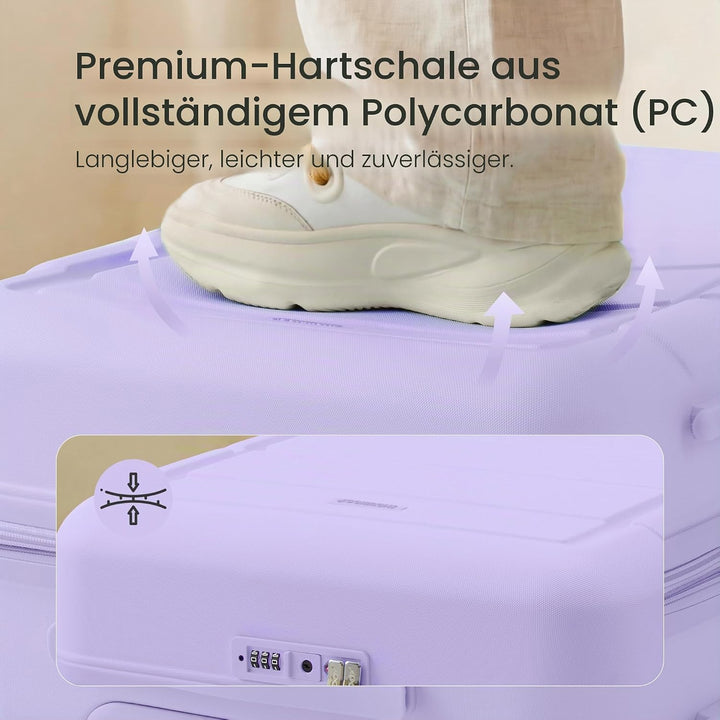 SHOWKOO Kofferset 3 Teilig Hartschale Leicht PC+ABS Erweiterbar Reisekoffer Haltbar Trolley Handgepä