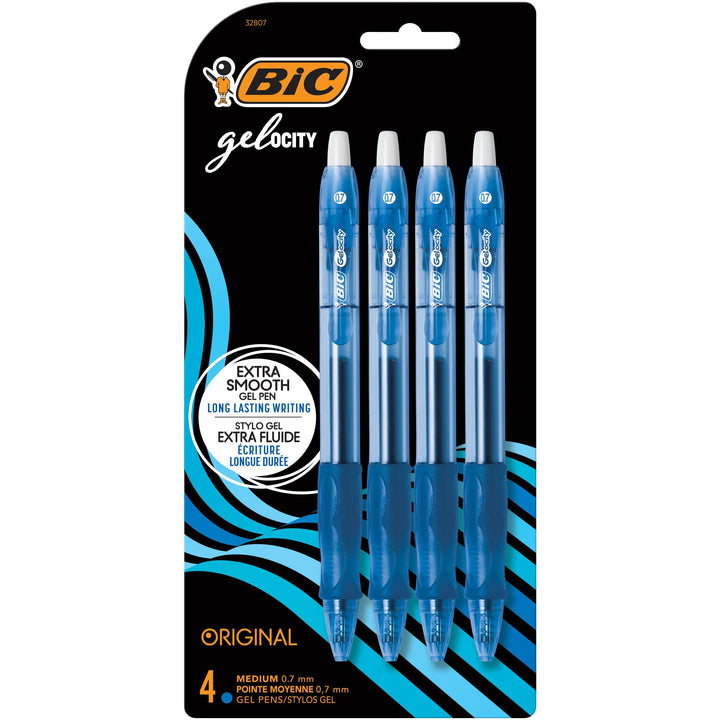 Bic Gelocity RLCP81 Kugelschreiber, mittlegrosse Spitze, 0,7 mm, Schwarz, 8 Stück 4-Count blau, 4 st