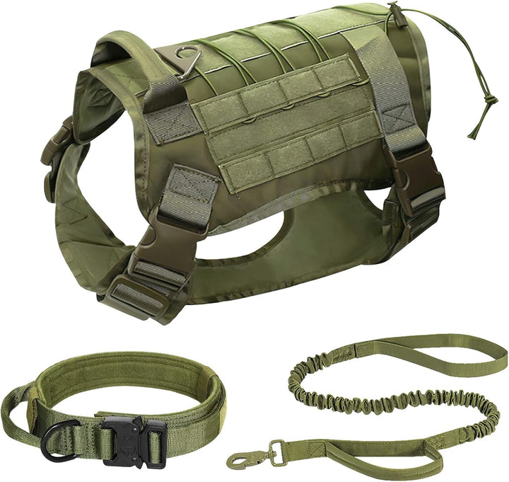 Taktisches Hundegeschirr Hundehalsband und Leine 3 Set - ALLSOPETS Hundegeschirr für Mittel Gross Hu